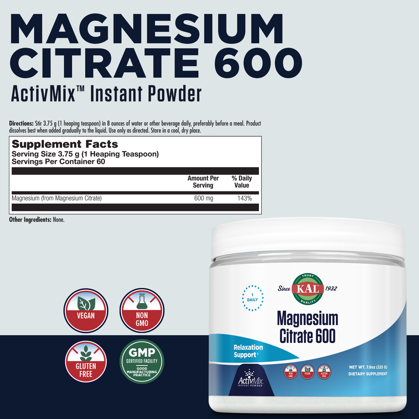 Magnesium Citrate 600 ActivMix™ Instant Powder