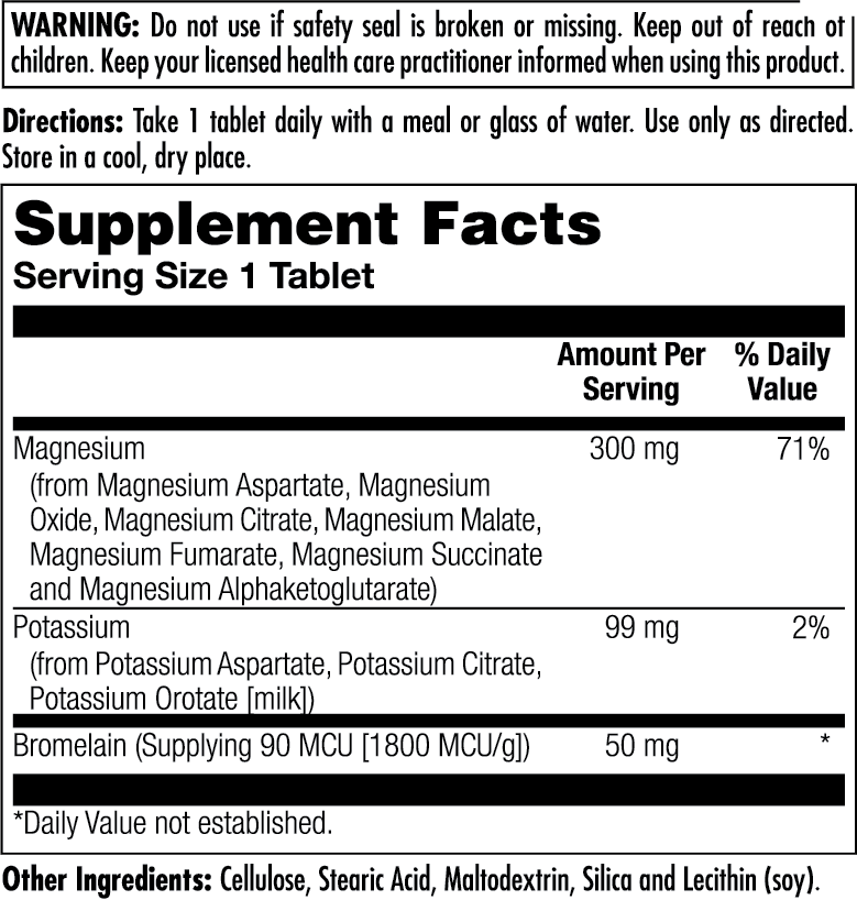 Magnesium Potassium Bromelain Tablets