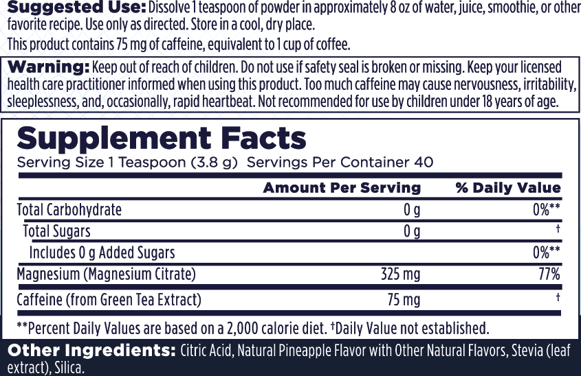 Energy Magnesium Powder Drink Mix - Pineapple