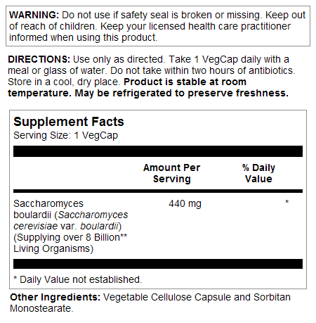 Saccharomyces Boulardii 8 billion VegCaps