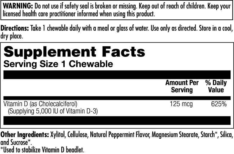 D-3 125 mcg (5000 IU) Chewables