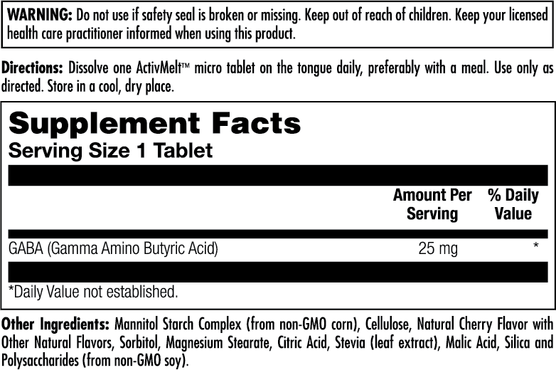 GABA 25 mg ActivMelt® Instant Dissolve Tablets