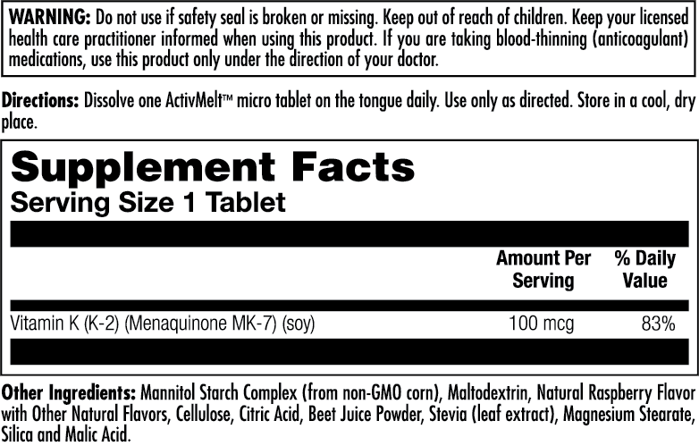 K-2 MK-7 ActivMelt® Instant Dissolve Tablets