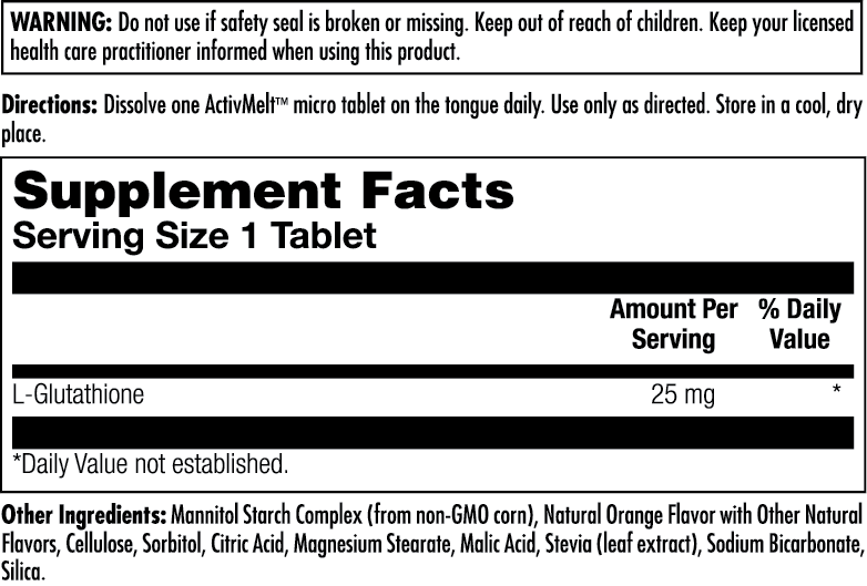 L-Glutathione 25 mg ActivMelt® Instant Dissolve Tablets