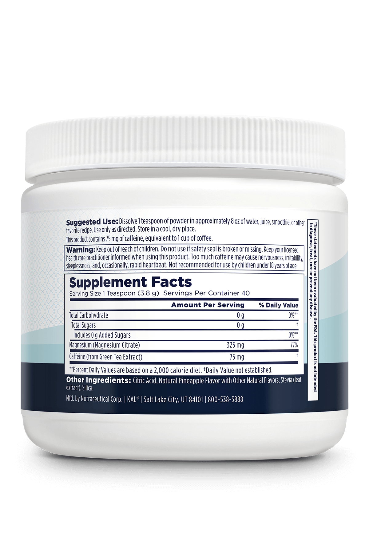 Energy Magnesium Powder Drink Mix Pineapple Kal Vitamins