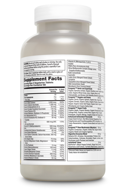 Enhanced Energy® Whole Food Multivitamin Iron-Free VegCaps