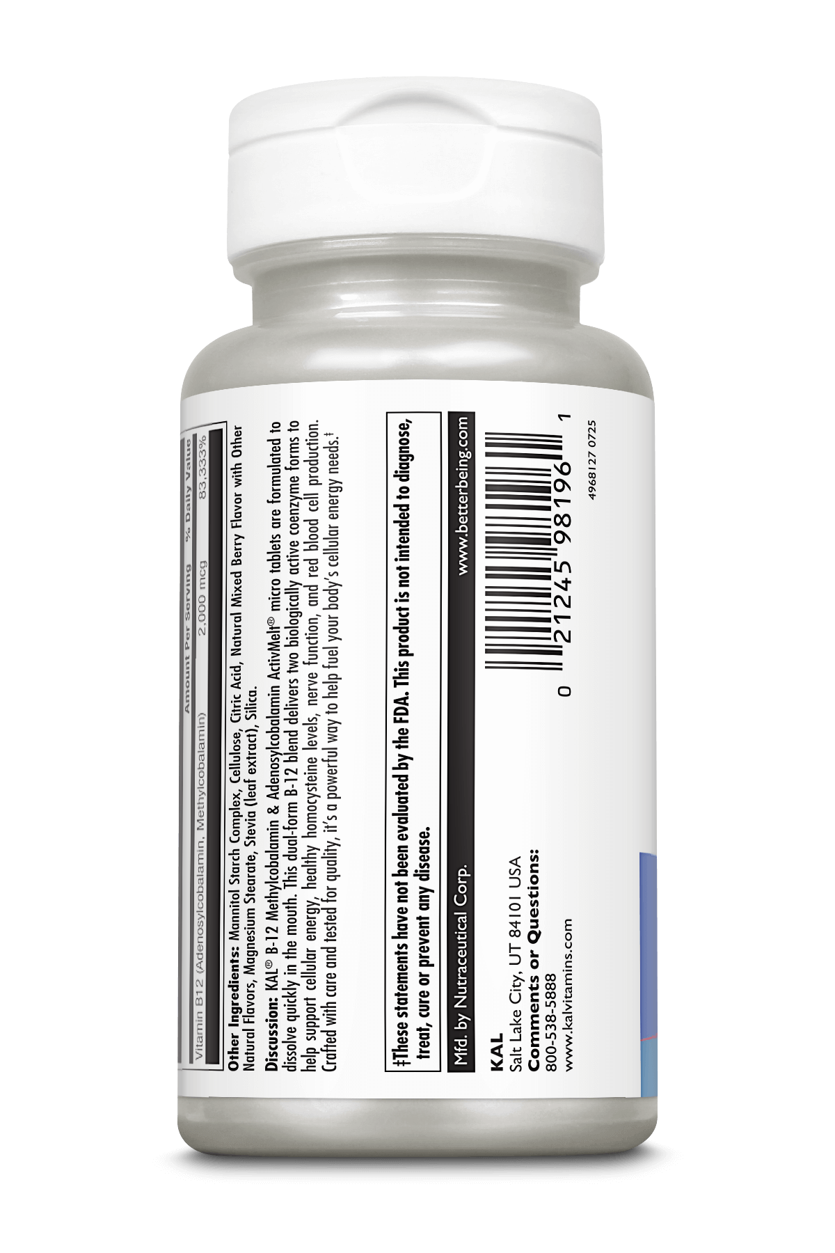 B-12 Methylcobalamin & Adenosylcobalamin 2000 mcg ActivMelt® Instant Dissolve Tablets