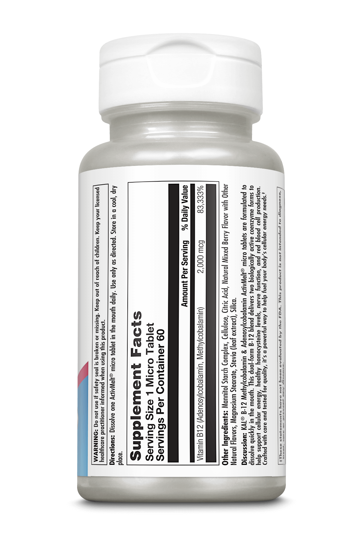 B-12 Methylcobalamin & Adenosylcobalamin 2000 mcg ActivMelt® Instant Dissolve Tablets