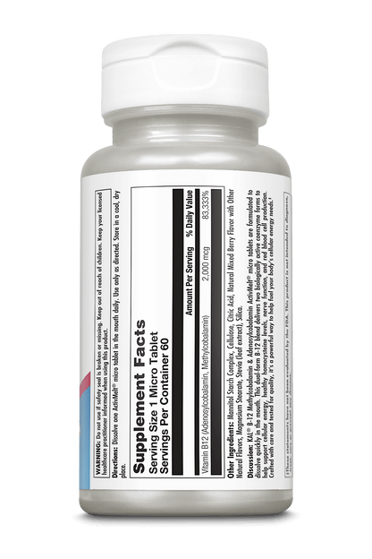 B-12 Methylcobalamin & Adenosylcobalamin 2000 mcg ActivMelt® Instant Dissolve Tablets