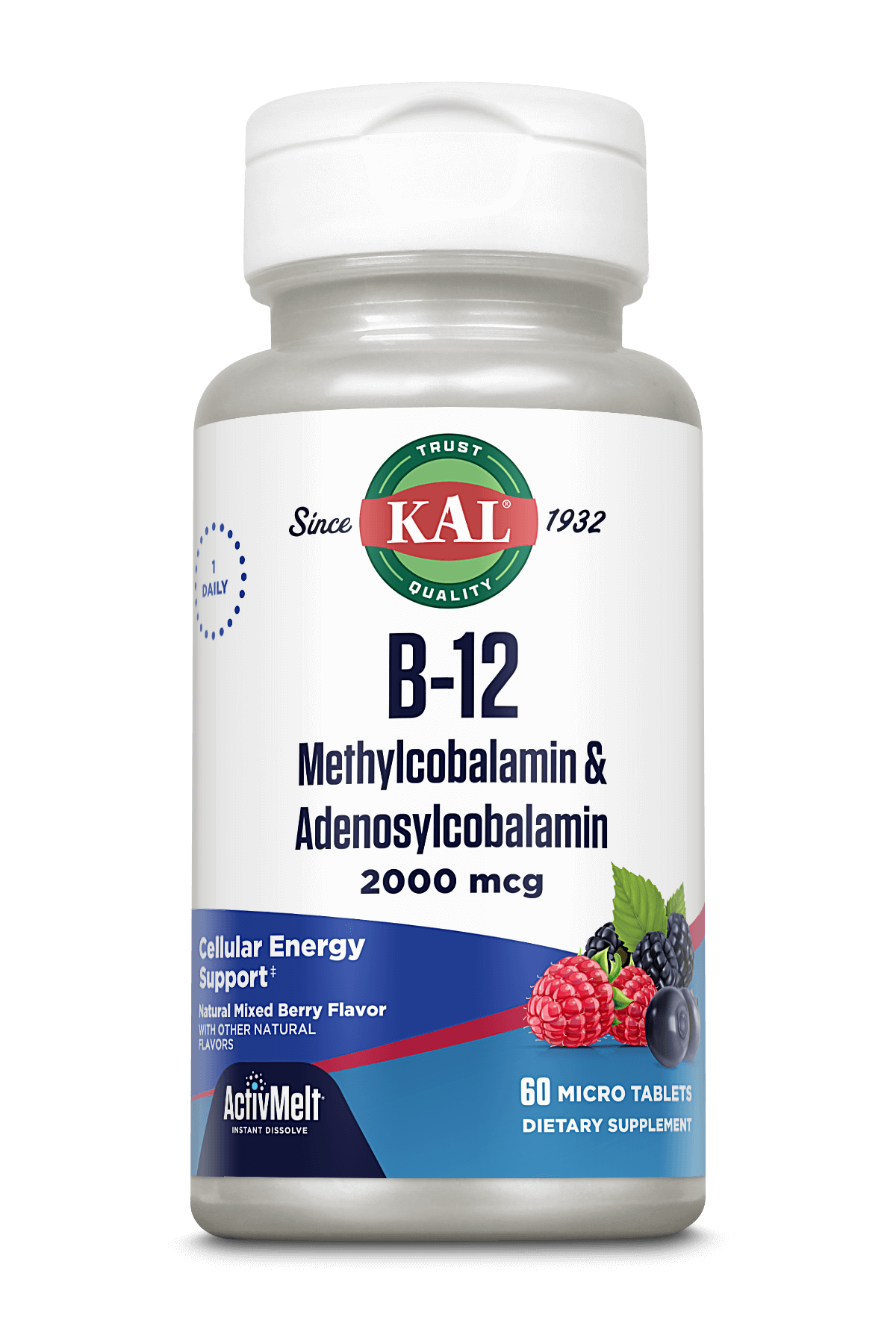 B-12 Methylcobalamin & Adenosylcobalamin 2000 mcg ActivMelt® Instant Dissolve Tablets