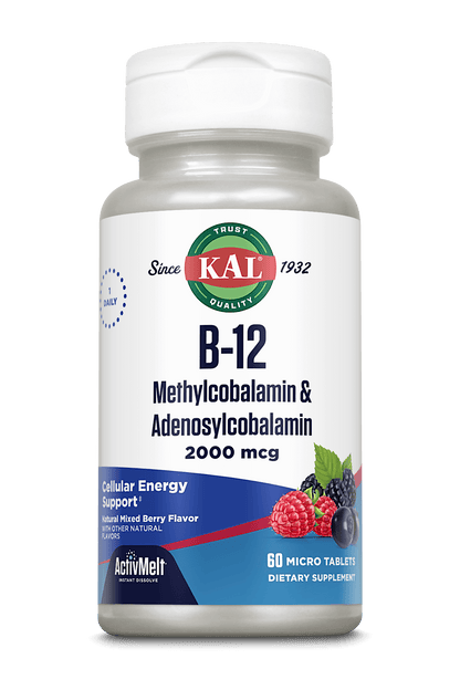 B-12 Methylcobalamin & Adenosylcobalamin 2000 mcg ActivMelt® Instant Dissolve Tablets