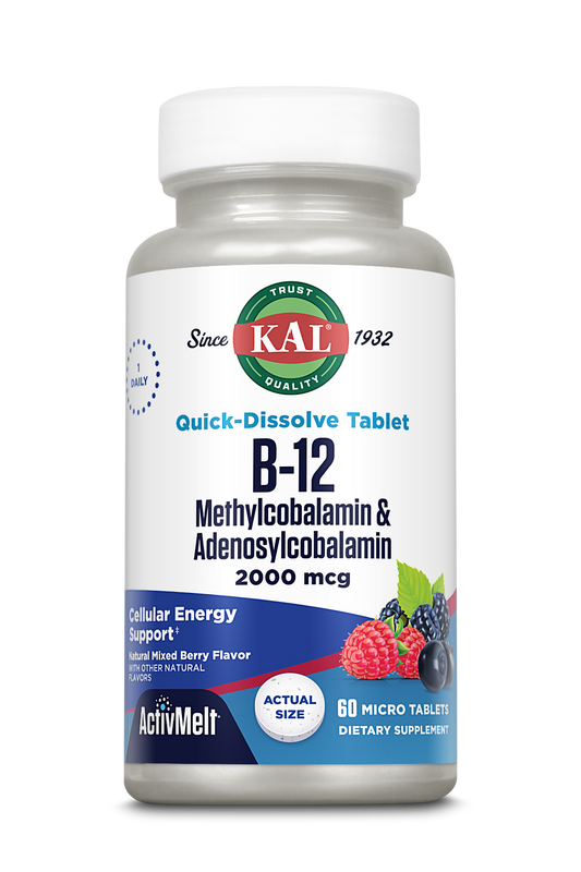 B-12 Methylcobalamin & Adenosylcobalamin 2000 mcg ActivMelt® Instant Dissolve Tablets
