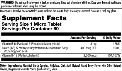 B-6 B-12 MethylFolate Acid ActivMelts®