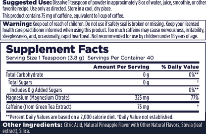 Energy Magnesium Powder Drink Mix - Pineapple