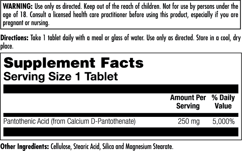 Pantothenic Acid Tablets 250 mg