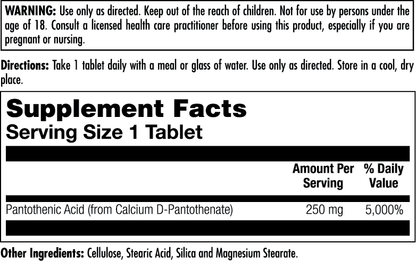 Pantothenic Acid Tablets 250 mg