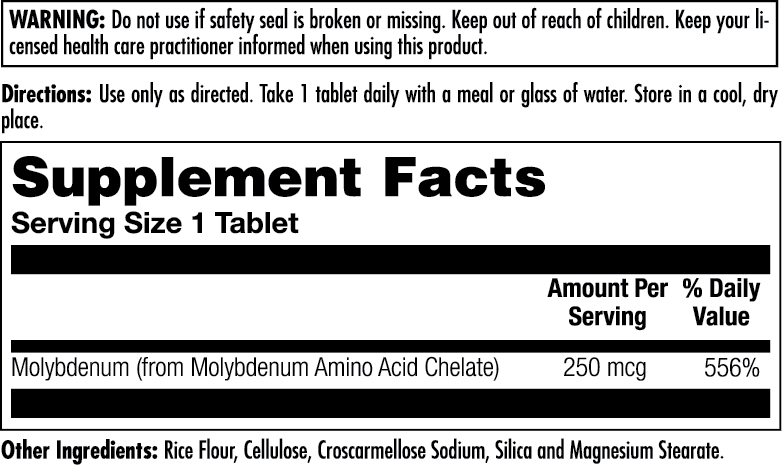 Molybdenum Amino Acid Chelate Tablets