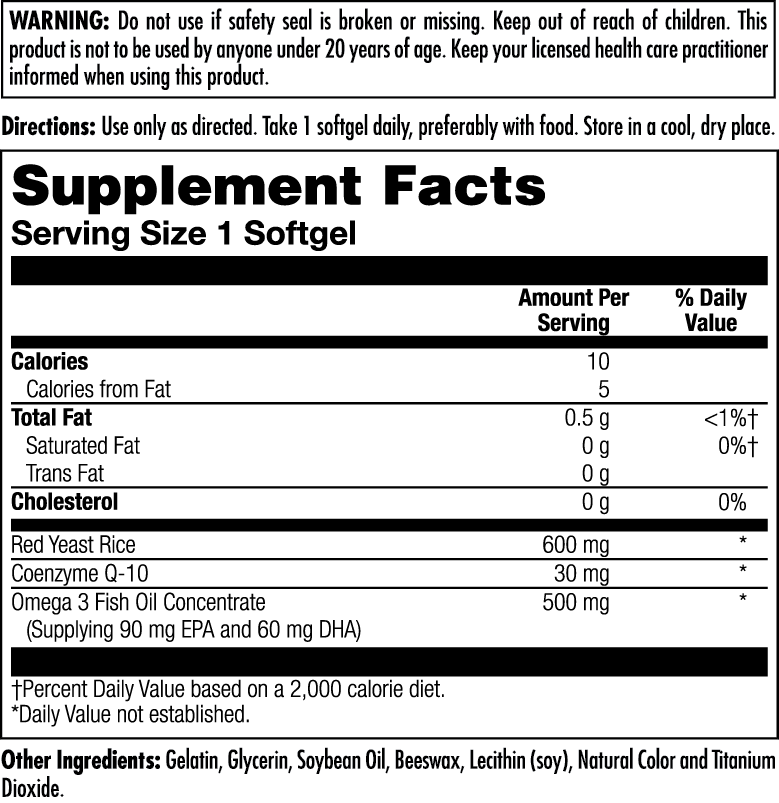 Red Yeast Rice, CoQ10, Omega 3 ActivGels™ Softgels