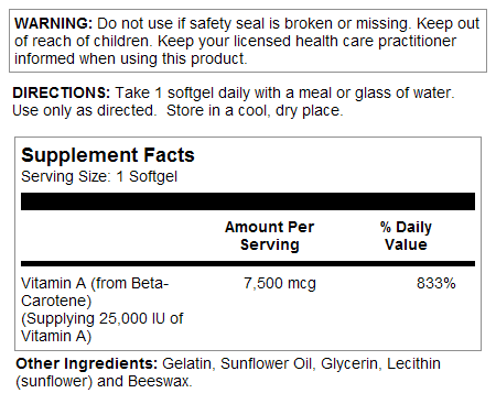 Beta Carotene ActivGels™ Softgels 7,500 mcg