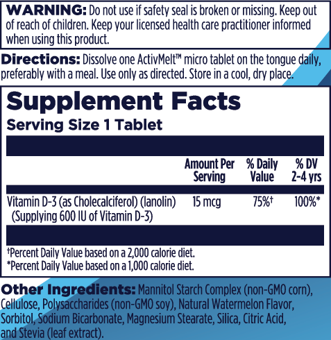 Vitamin D-Rex™ Kids ActivMelt® Instant Dissolve Tablets