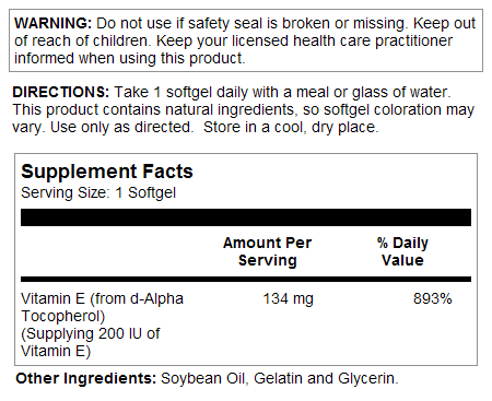 Vitamin E SoftGels 200 IU (134 mg)