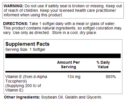 Vitamin E SoftGels 200 IU (134 mg)