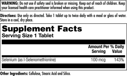 Selenium Yeast Free Tablets 100 mcg