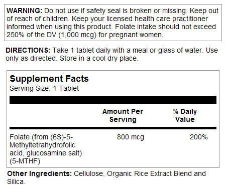 Methyl Folate Tablets 800 mcg DFE