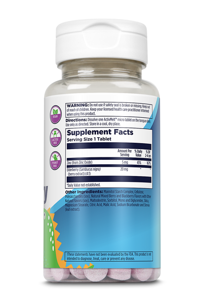 Zinc Elderberry Kids ActivMelt® Instant Dissolve Tablets