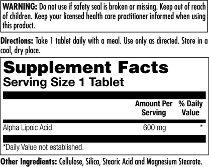 Alpha Lipoic Acid Sustained Release Tablets 600mg