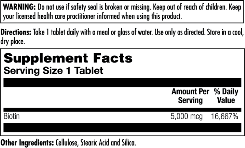 Biotin 5000 mcg Sustained Release Tablets