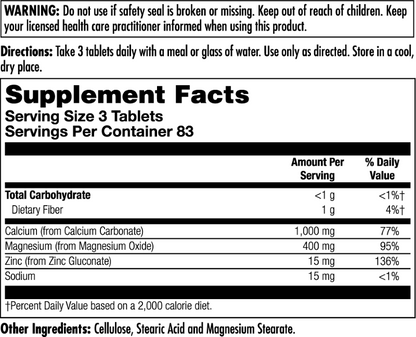 Cal/Mag/Zinc High Potency Tablets