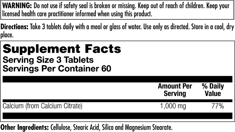 Calcium Citrate 1000 Tablets