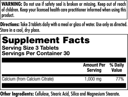 Calcium Citrate 1000 Tablets