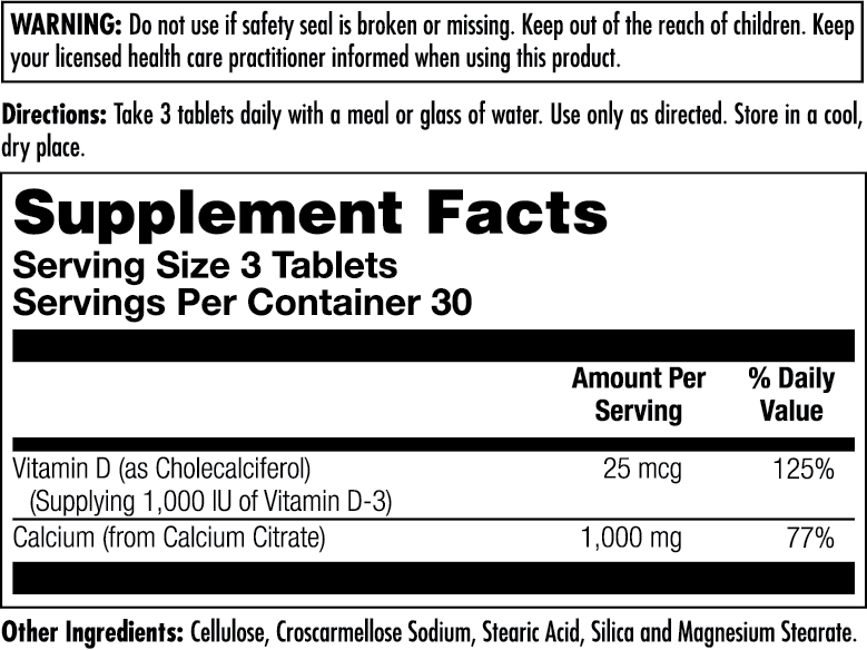 Calcium Citrate D-3 Tablets
