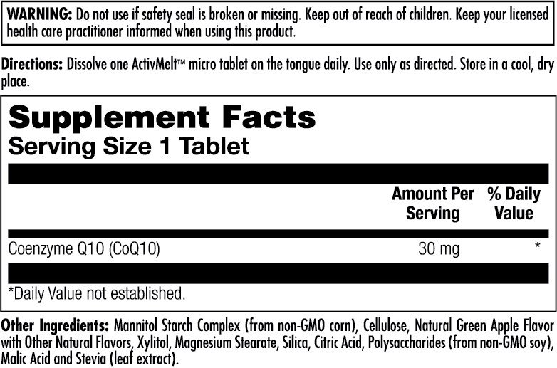 CoQ-10 30mg ActivMelt® Instant Dissolve Tablets