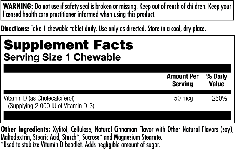 D-3 50 mcg (2000 IU) Chewables