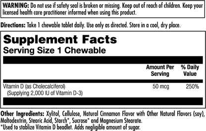 D-3 50 mcg (2000 IU) Chewables