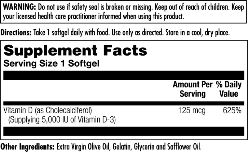 D-3 125 mcg (5000 IU) ActivGels™ Softgels