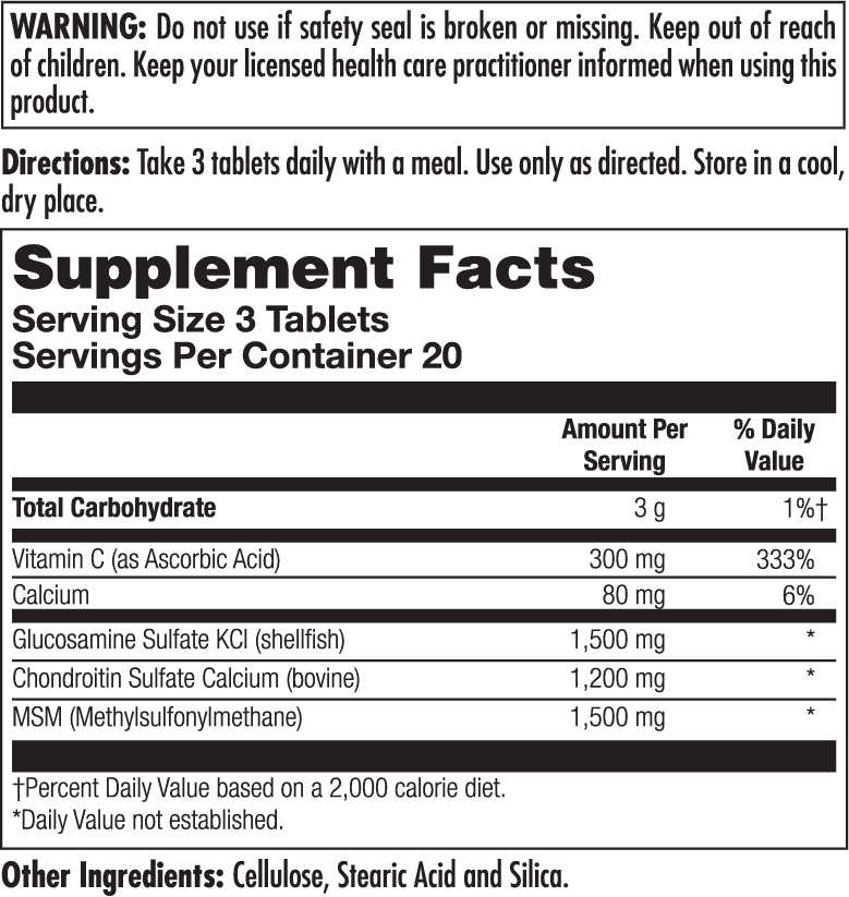 Glucosamine Chondroitin MSM Tablets