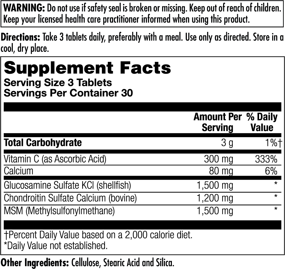 Glucosamine Chondroitin MSM Tablets