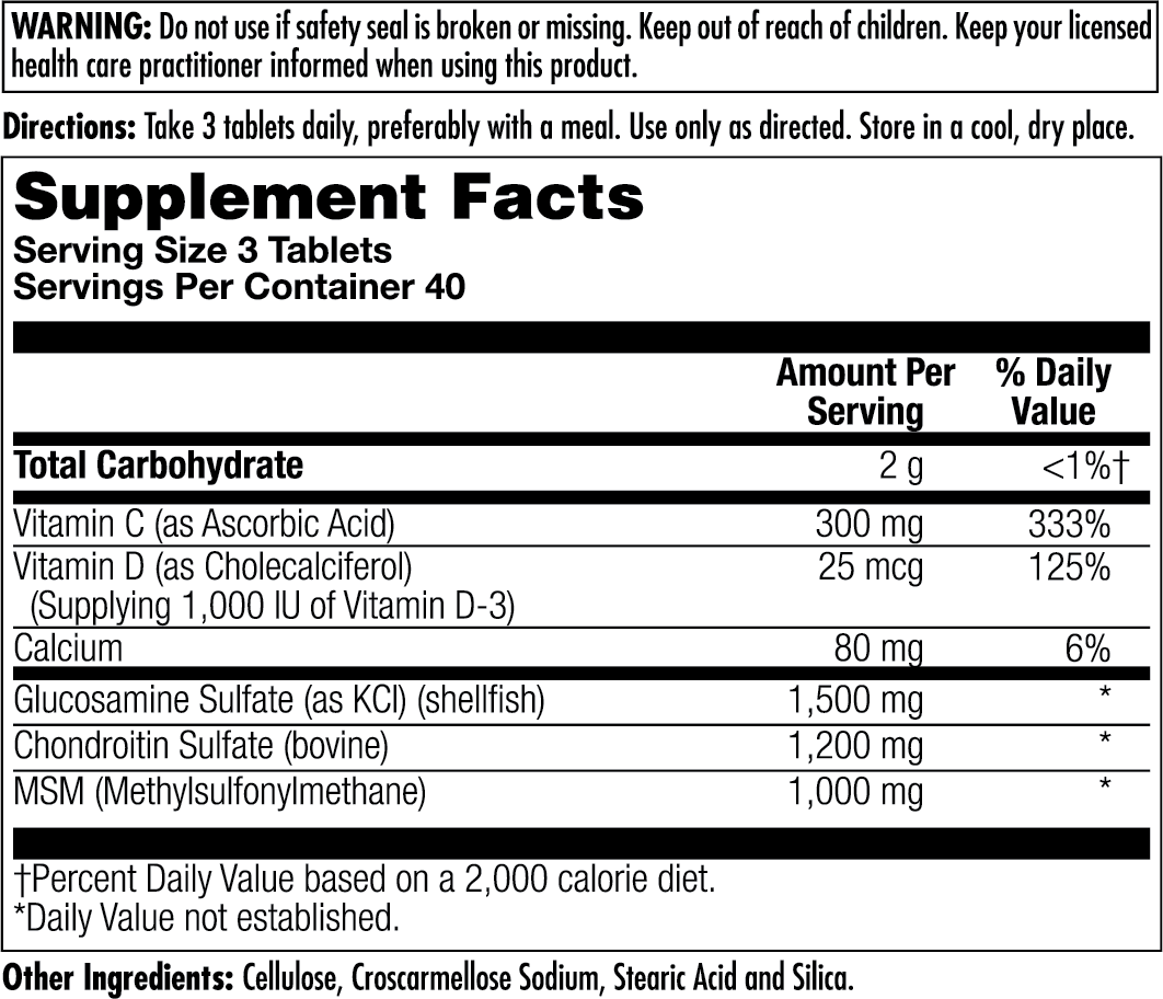 Glucosamine Chondroitin MSM D-3 Tablets