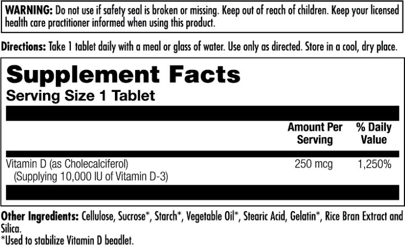 Ultra D-3 250 mcg (10,000 IU) Tablets