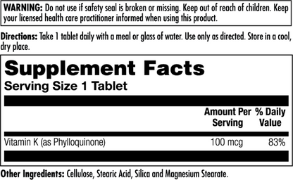 Vitamin K Tablets 100 mcg