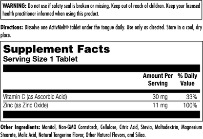 Zinc + C ActivMelt® Instant Dissolve Tablets