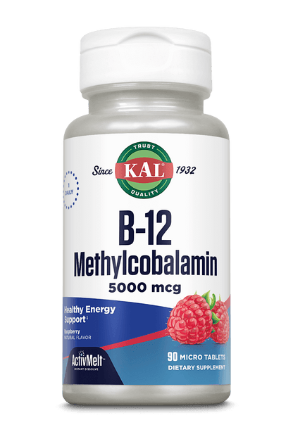 B-12 Methylcobalamin 5000 mcg ActivMelt® Instant Dissolve Tablets Raspberry