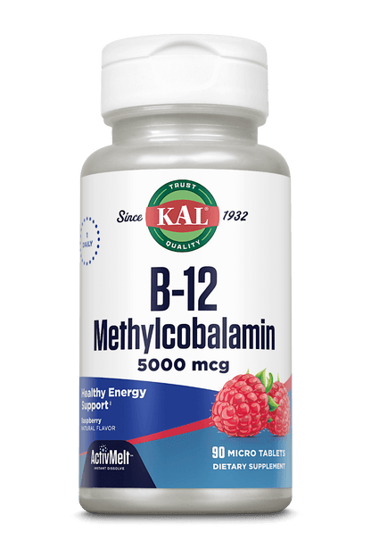 B-12 Methylcobalamin 5000 mcg ActivMelt® Instant Dissolve Tablets Raspberry